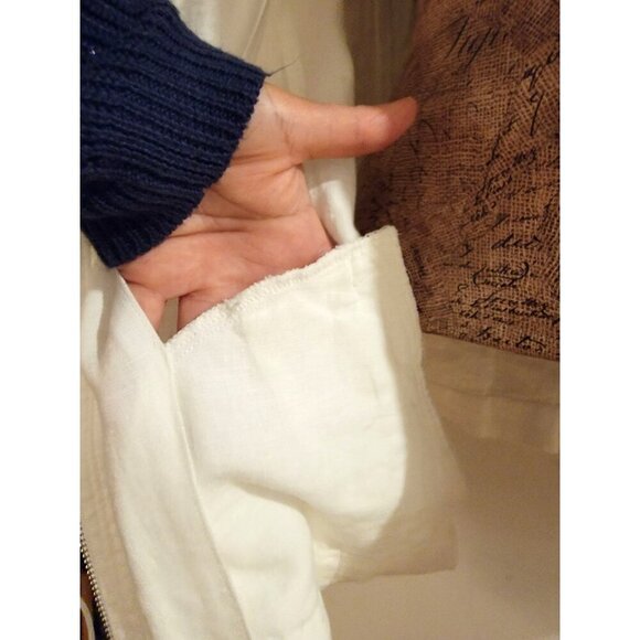 Chico's Alabaster 3/4 Sleeve Front Zip Linen Modern Shirt Jacket Size 3 USA 18 - Picture 14 of 14